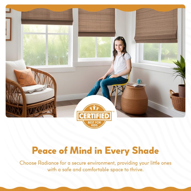 Radiance Cordless Bamboo Roman Shades for Windows - Flatstick Bamboo Blinds for Semi-Private Light Control - Easy to Lift & Fold Up Window Shades - Driftwood - 36 in. W x 64 in. L - (2216614E) - Image 4